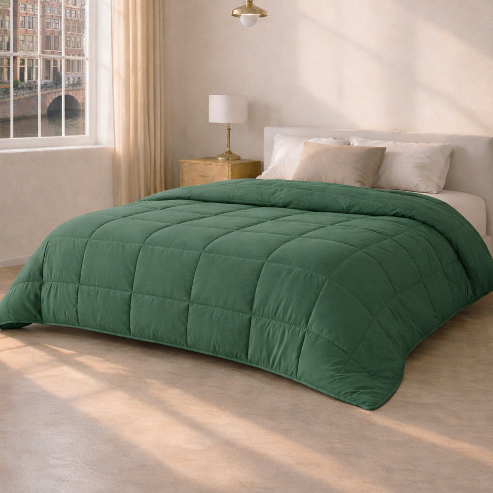 Dekbed Zonder Overtrek - Dennengroen Stone Washed