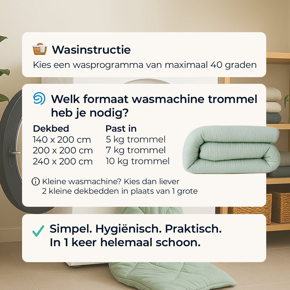 Dekbed Zonder Overtrek - Lichtgroen Micro Mousseline