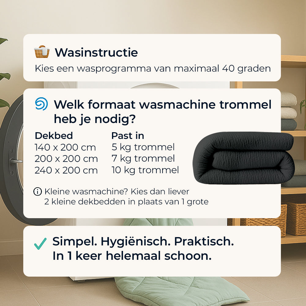 Dekbed Zonder Overtrek - Antraciet Micro Mousseline