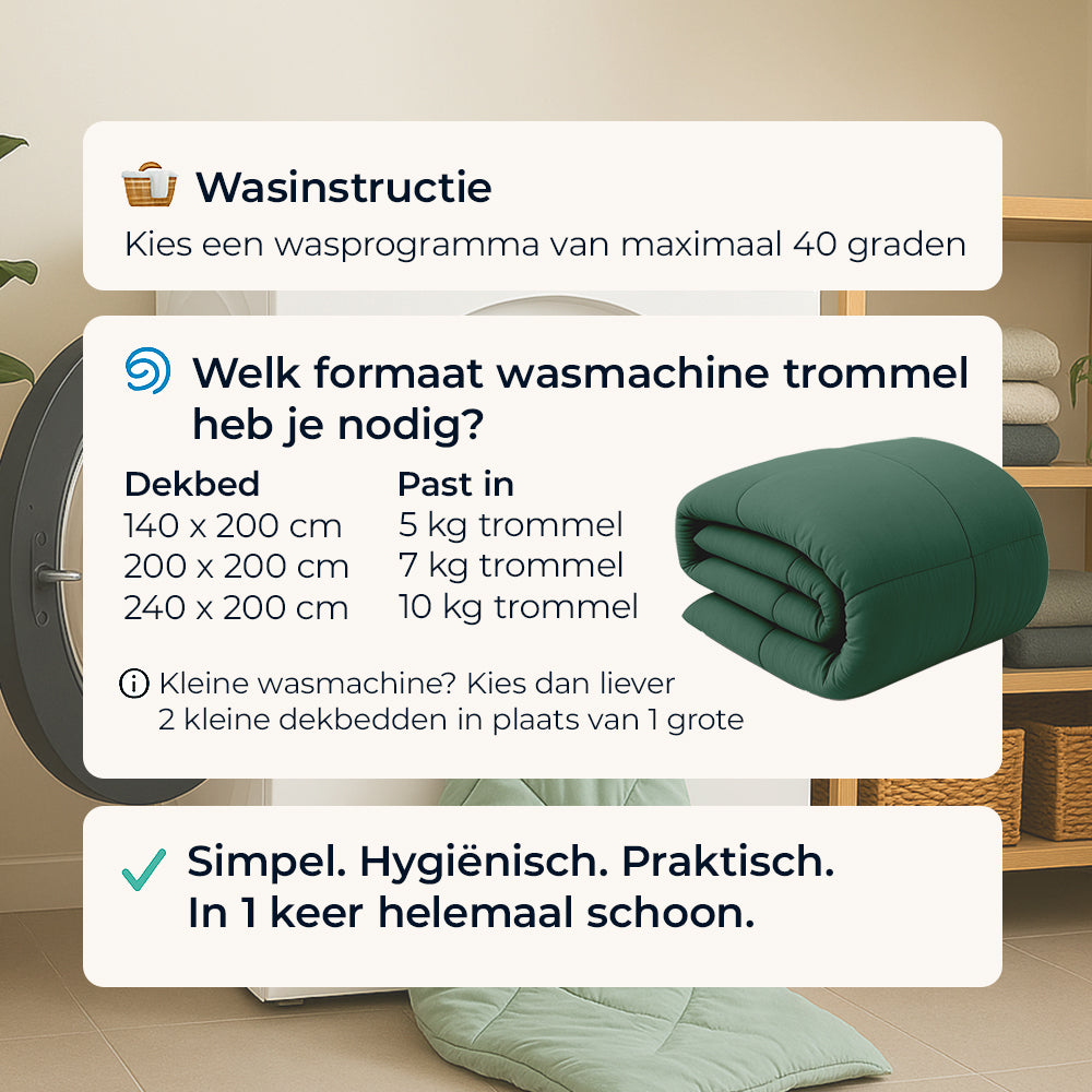 Dekbed Zonder Overtrek - Dennengroen Stone Washed