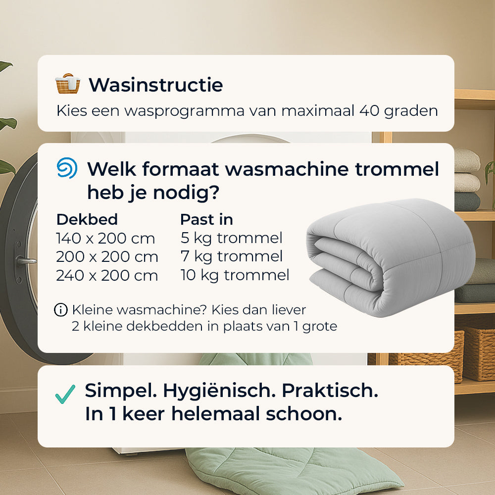 Dekbed Zonder Overtrek - Grijs Stone Washed
