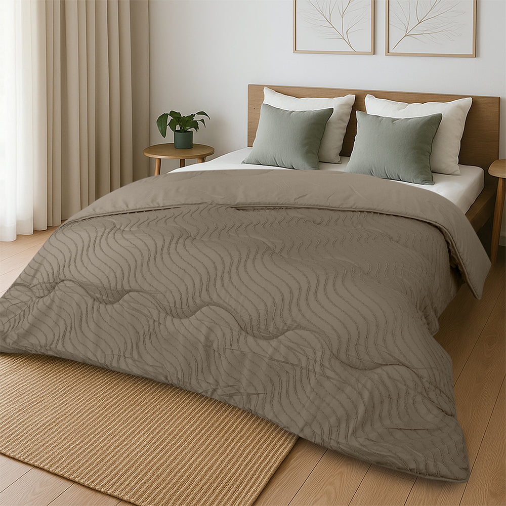 Dekbed Zonder Overtrek - Taupe Tufted Waves