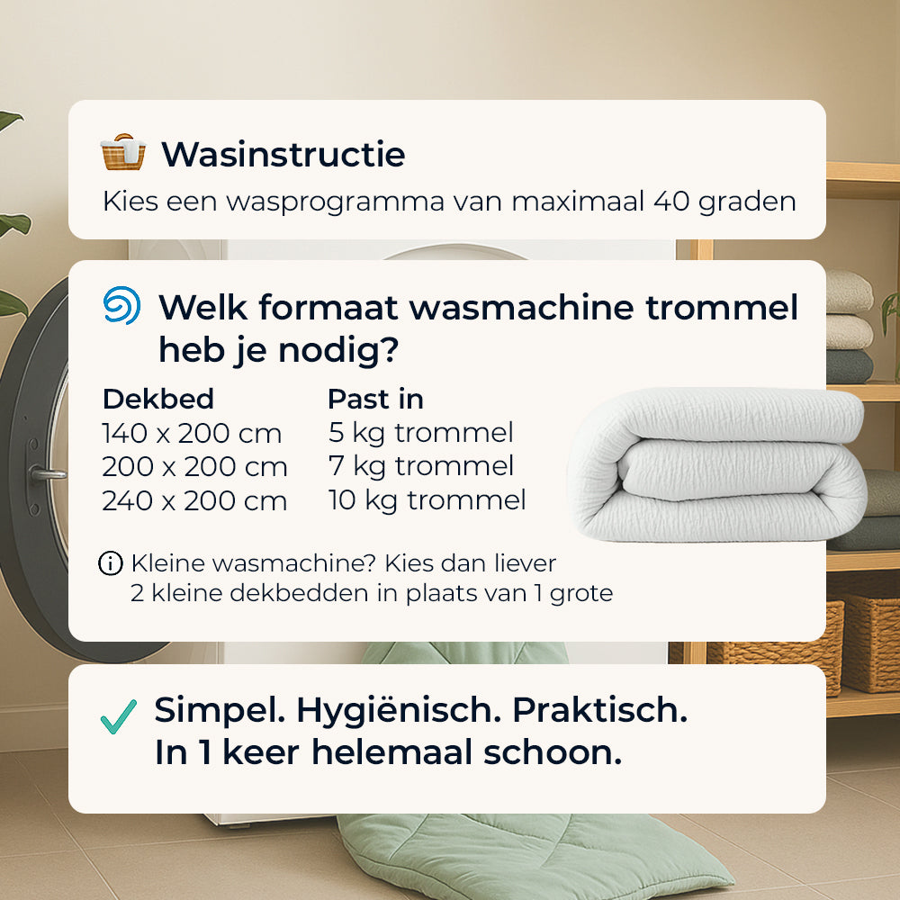 Dekbed Zonder Overtrek - Wit Micro Mousseline