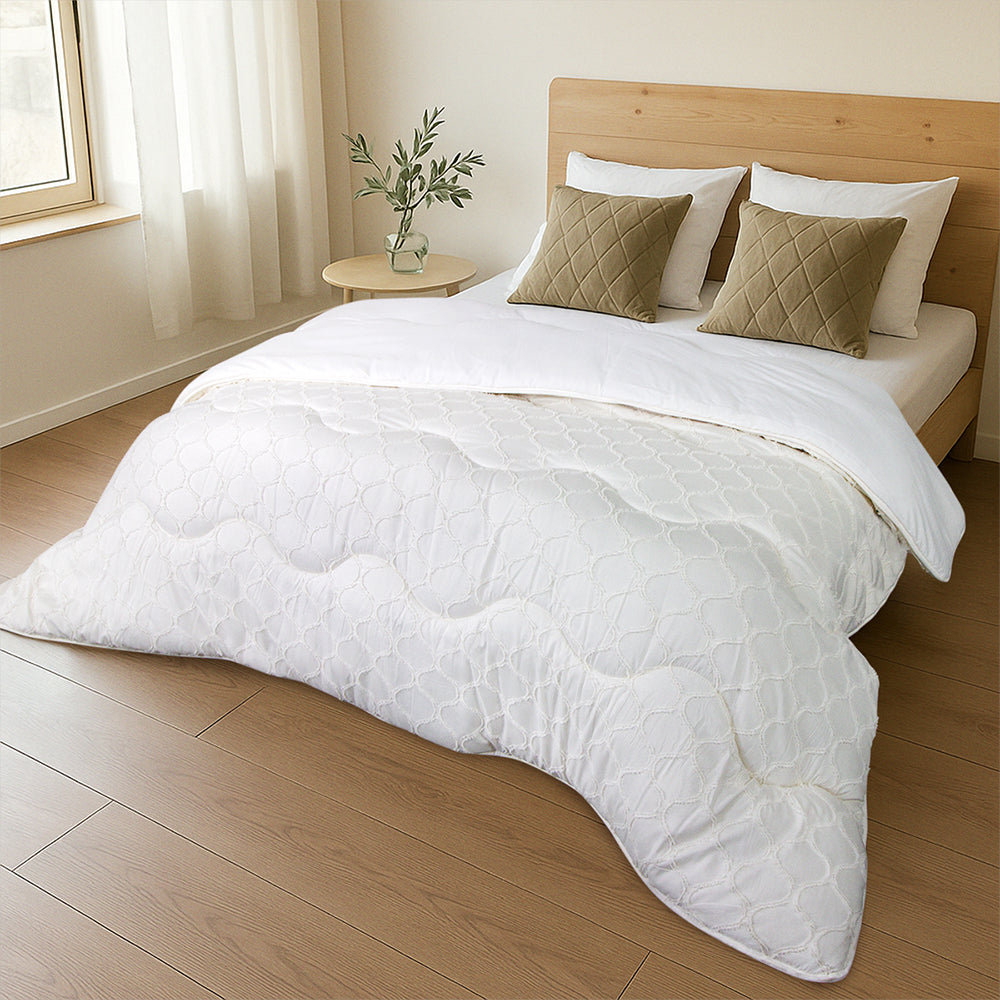 Dekbed Zonder Overtrek - Wit Tufted Curve