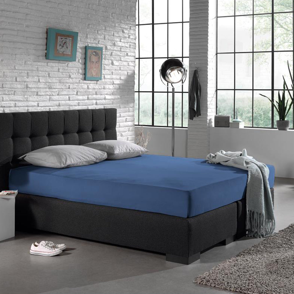 Hoeslaken Enkel Jersey - Stretch - Blauw