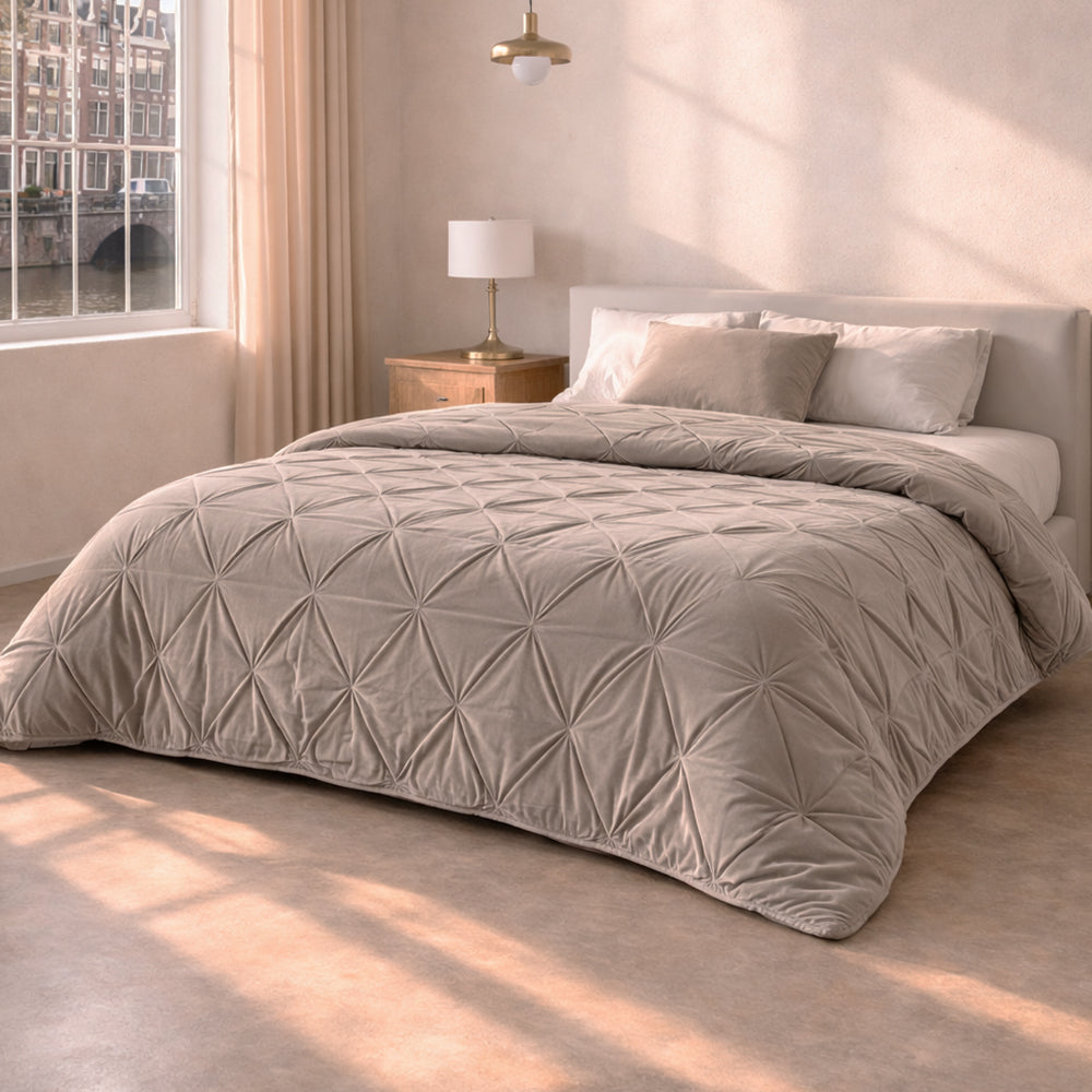 Dekbed Zonder Overtrek - Licht Taupe Velvet Pintuck