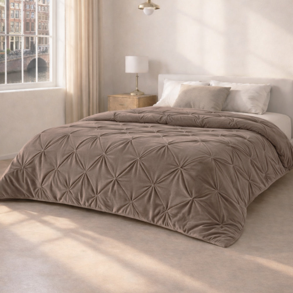 Dekbed Zonder Overtrek - Taupe Velvet Pintuck