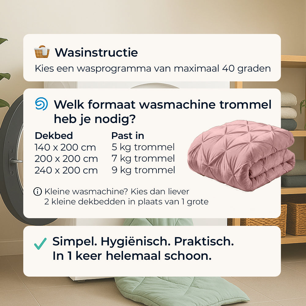 Dekbed Zonder Overtrek - Roze Velvet Pintuck