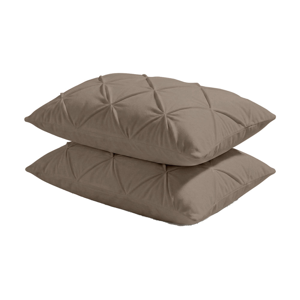 2-Pack: Kussenslopen - Taupe Velvet Pintuck