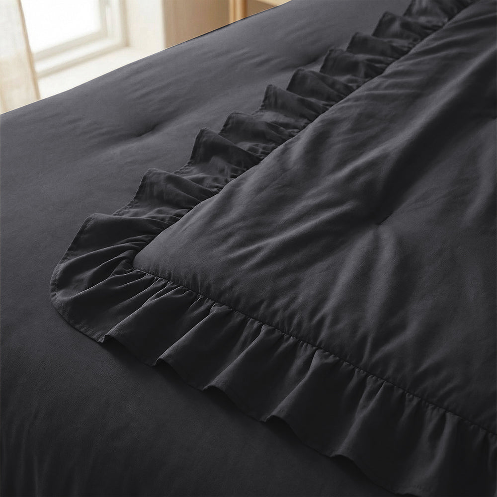 Dekbed Zonder Overtrek - Antraciet Ruffles Lazy
