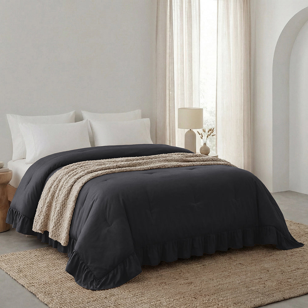 Dekbed Zonder Overtrek - Antraciet Ruffles Lazy