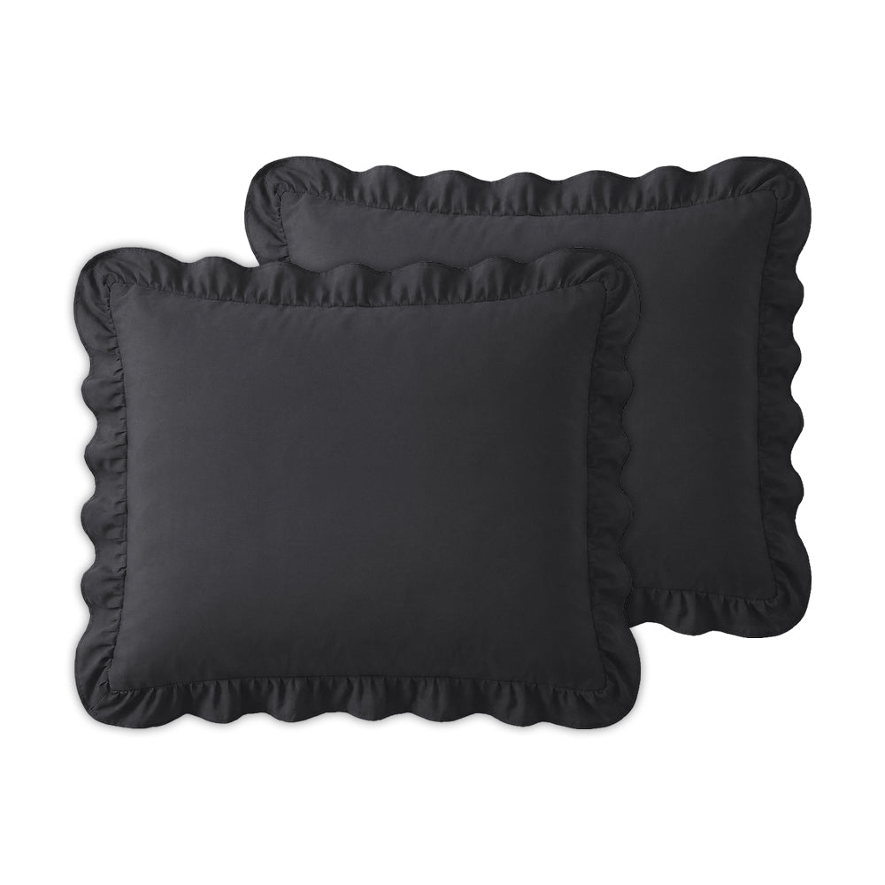 2-Pack: Kussenslopen - Antraciet Ruffles