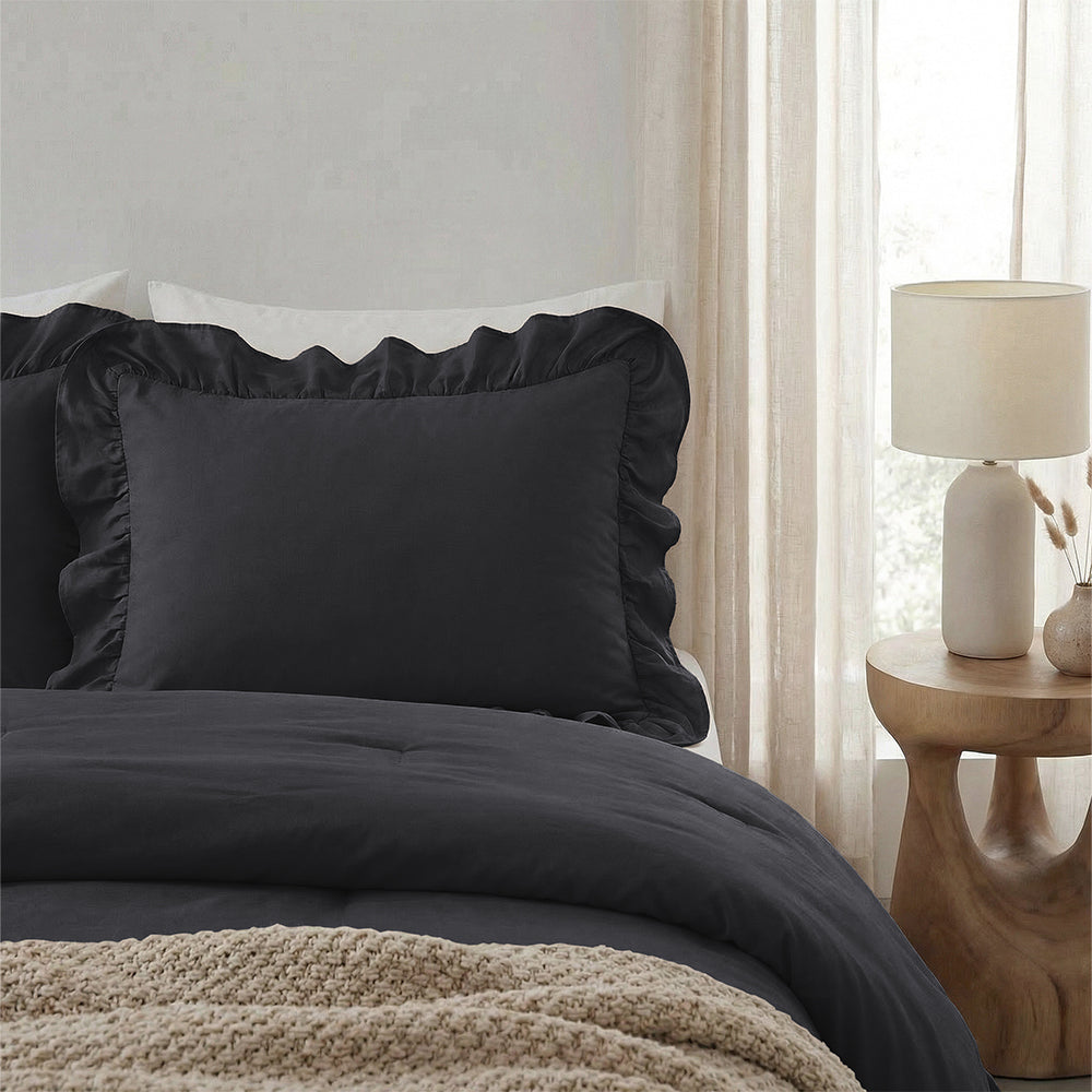 2-Pack: Kussenslopen - Antraciet Ruffles