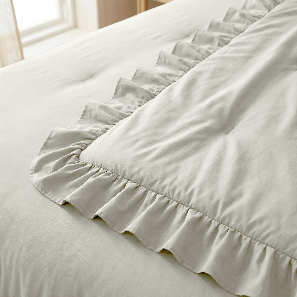 Dekbed Zonder Overtrek - Gebroken Wit Ruffles Lazy