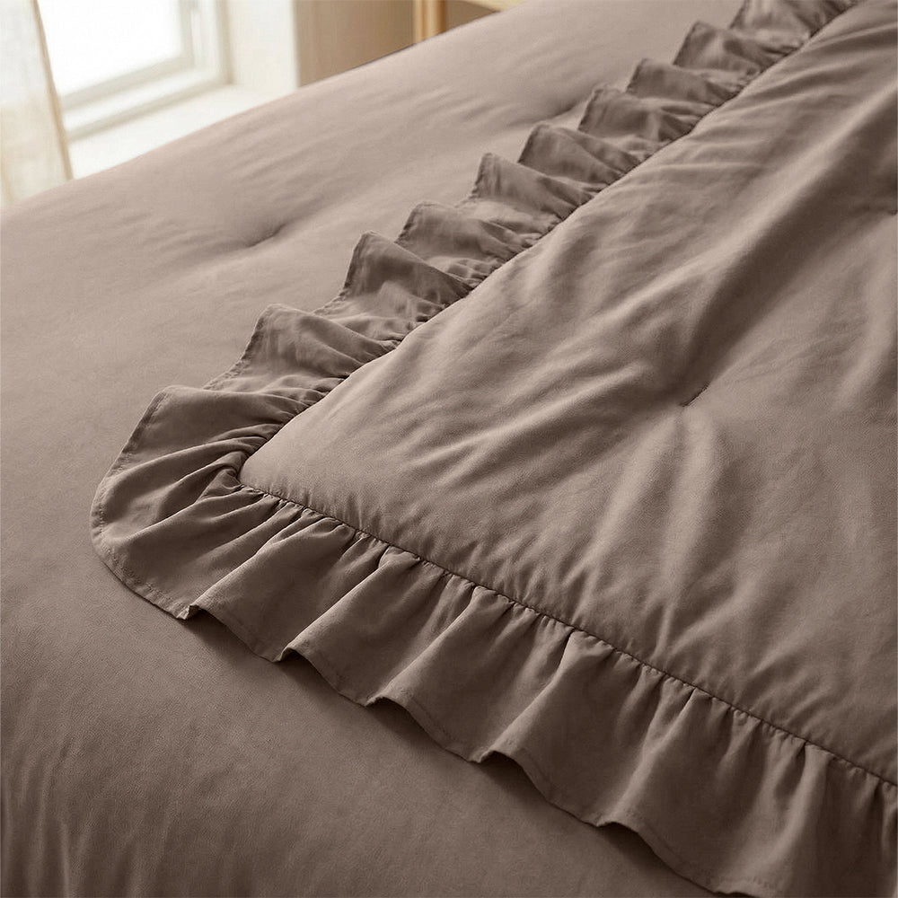 Dekbed Zonder Overtrek - Taupe Ruffles Lazy