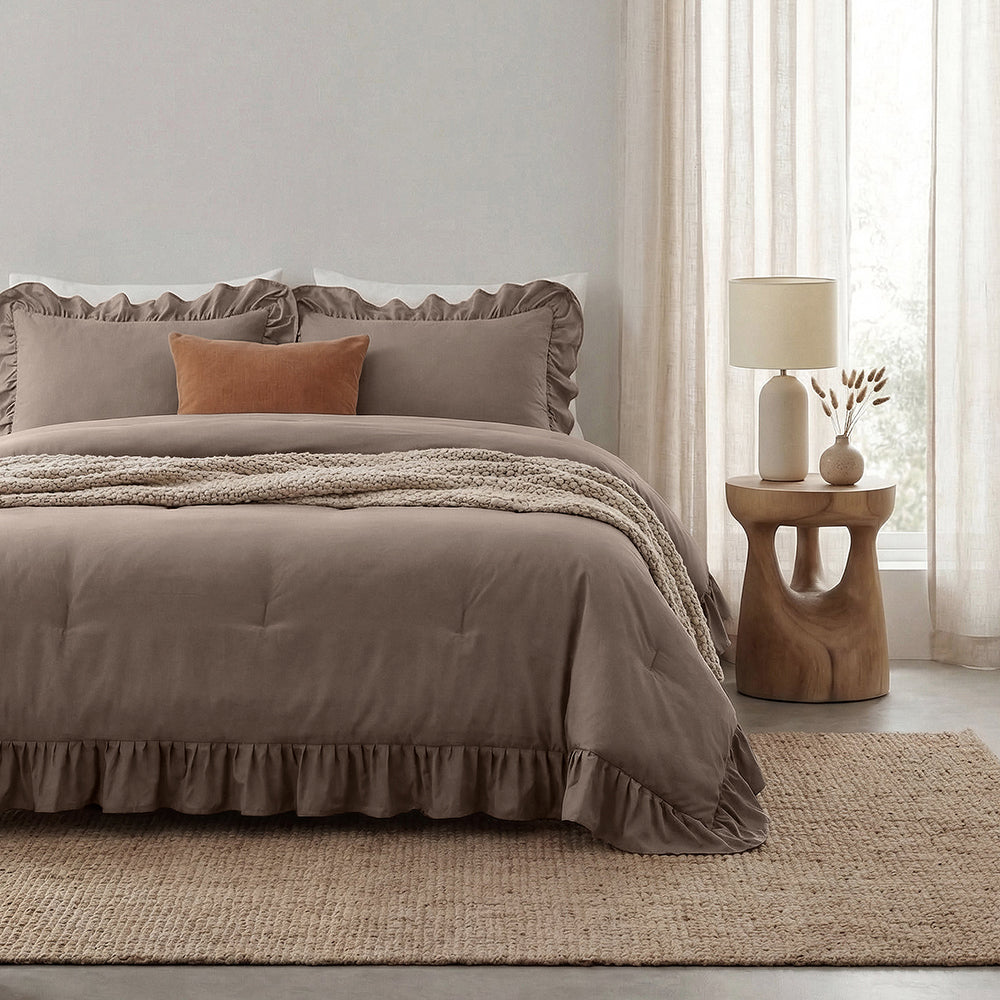 Dekbed Zonder Overtrek - Taupe Ruffles Lazy