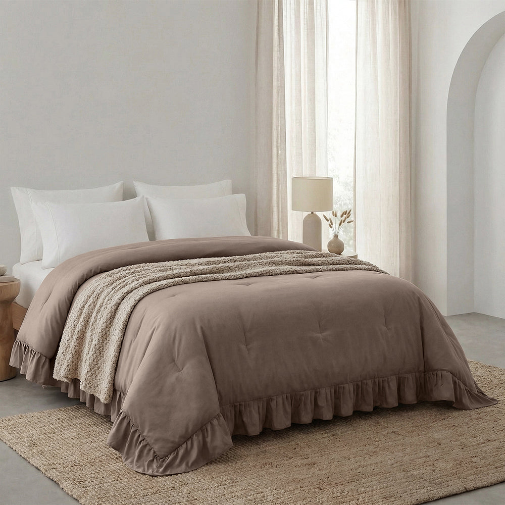 Dekbed Zonder Overtrek - Taupe Ruffles Lazy