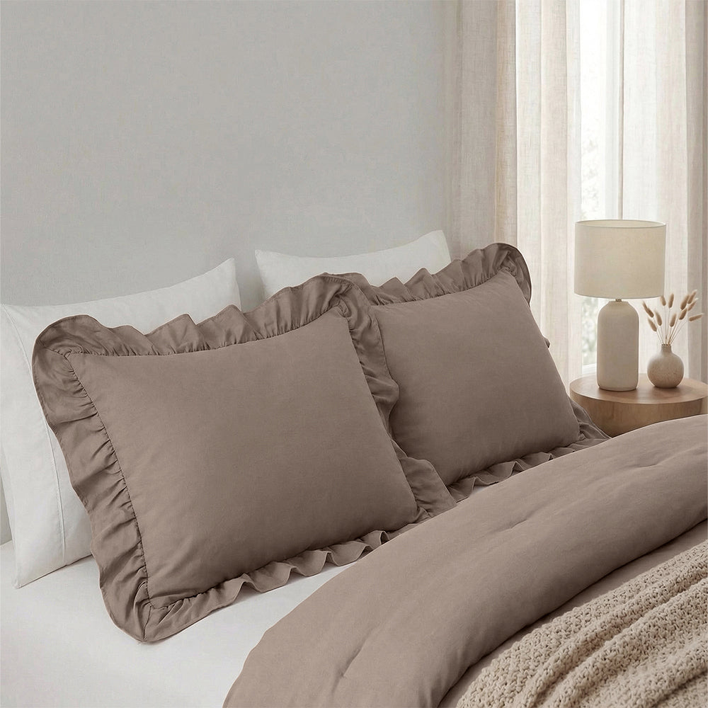 2-Pack: Kussenslopen - Taupe Ruffles