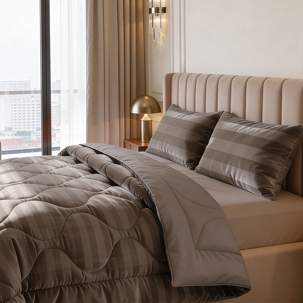 Dekbed Zonder Overtrek - Taupe Hotel Velvet Lazy