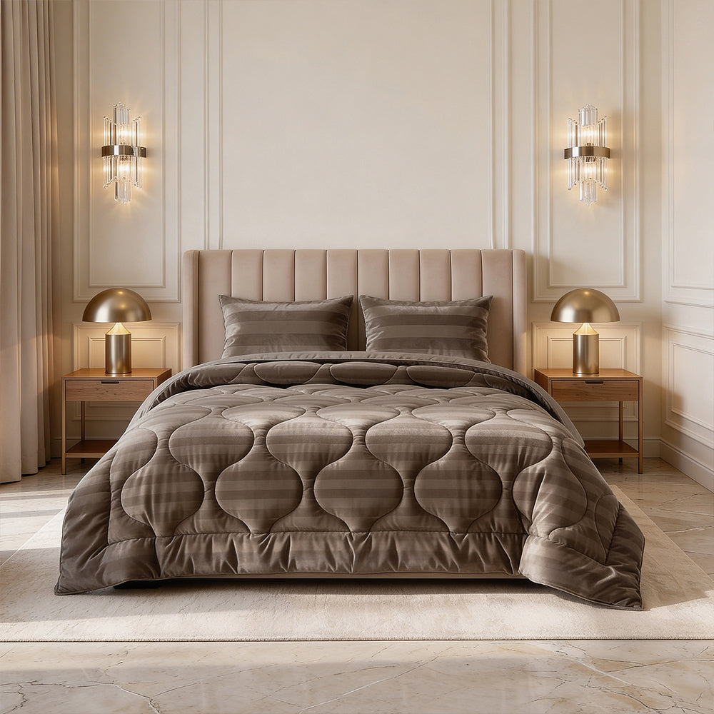 Dekbed Zonder Overtrek - Taupe Hotel Velvet Lazy