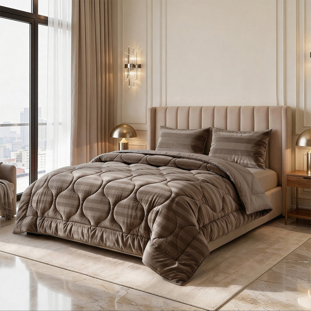 Dekbed Zonder Overtrek - Taupe Hotel Velvet Lazy
