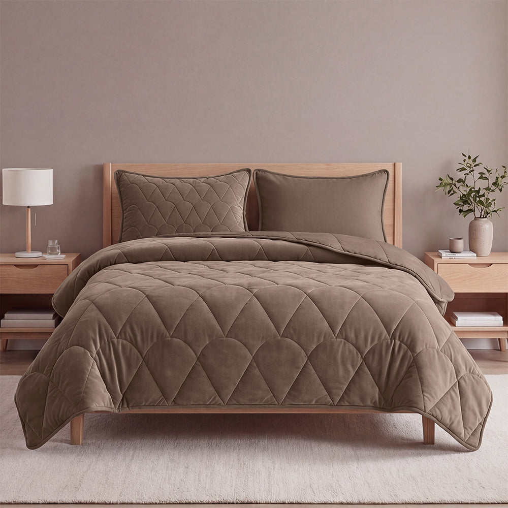 Dekbed Zonder Overtrek - Taupe/Bruin Velvet Lazy