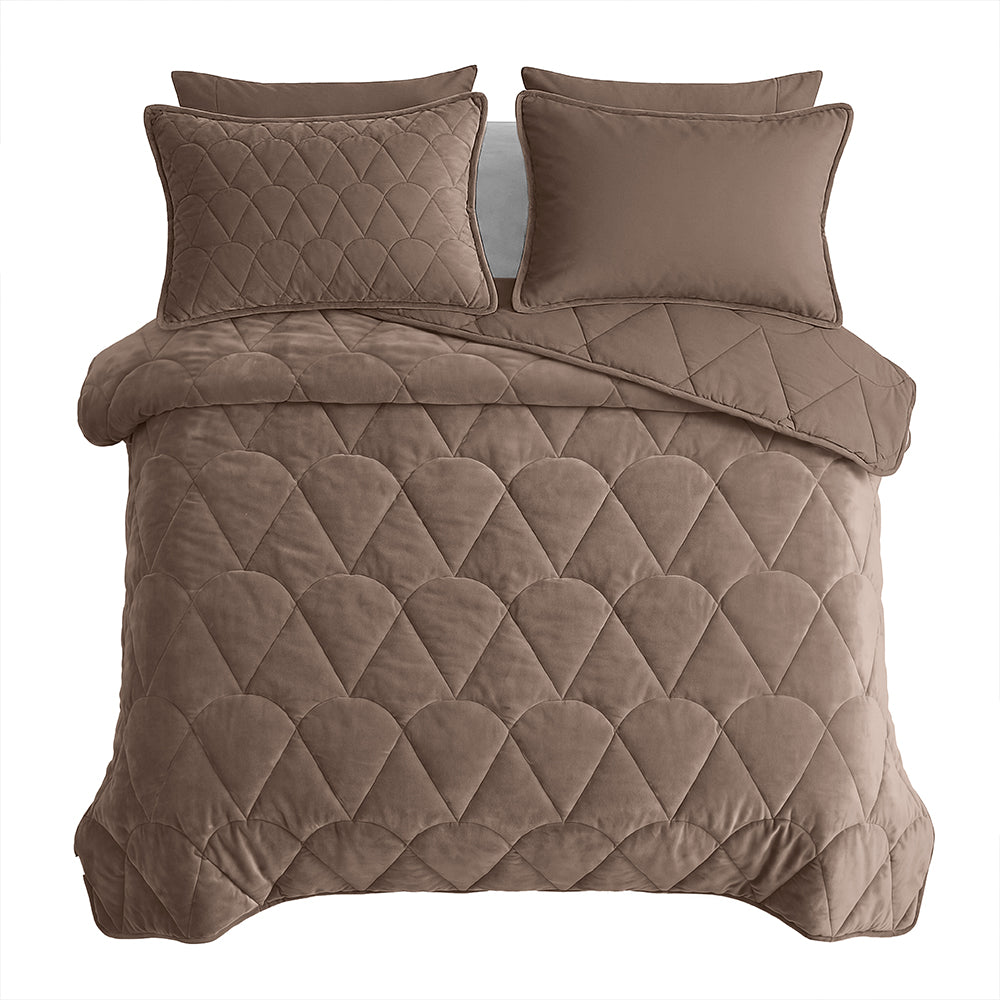 Dekbed Zonder Overtrek - Taupe/Bruin Velvet Lazy
