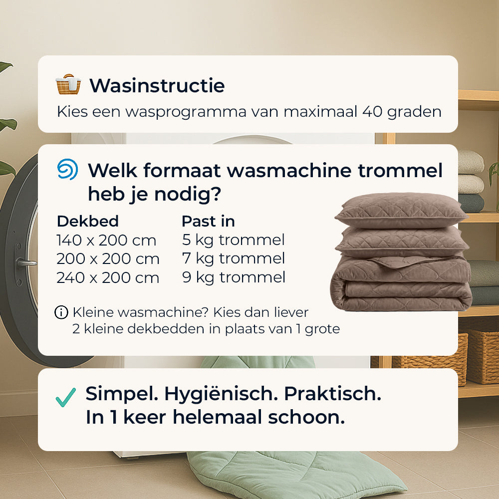 Dekbed Zonder Overtrek - Taupe/Bruin Velvet Lazy