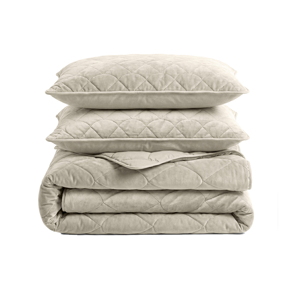 Dekbed Zonder Overtrek - Taupe/Grijs Velvet Lazy