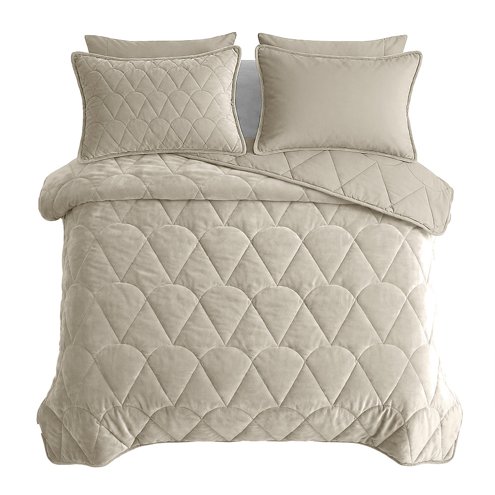 Dekbed Zonder Overtrek - Taupe/Grijs Velvet Lazy