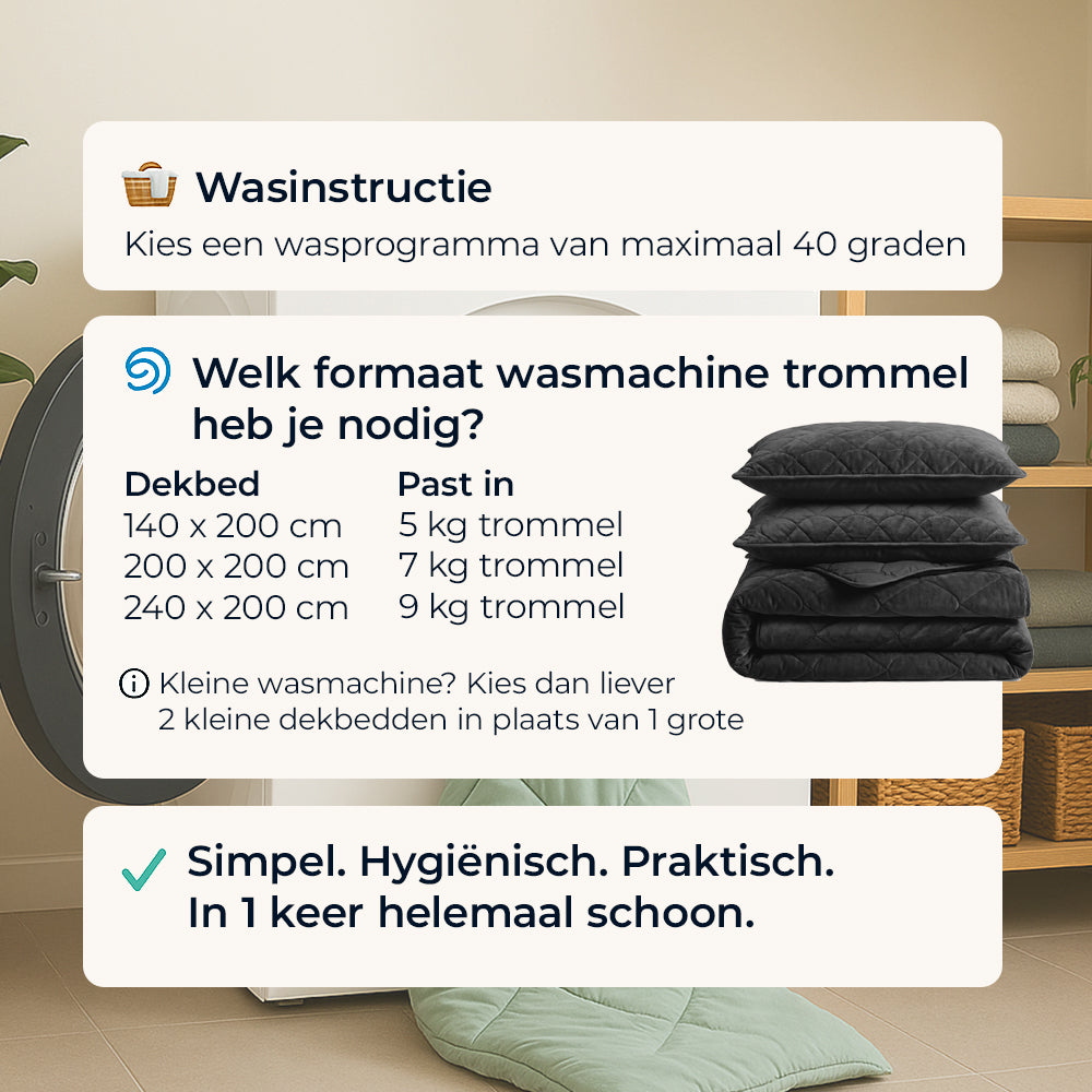 Dekbed Zonder Overtrek - Zwart Velvet Lazy